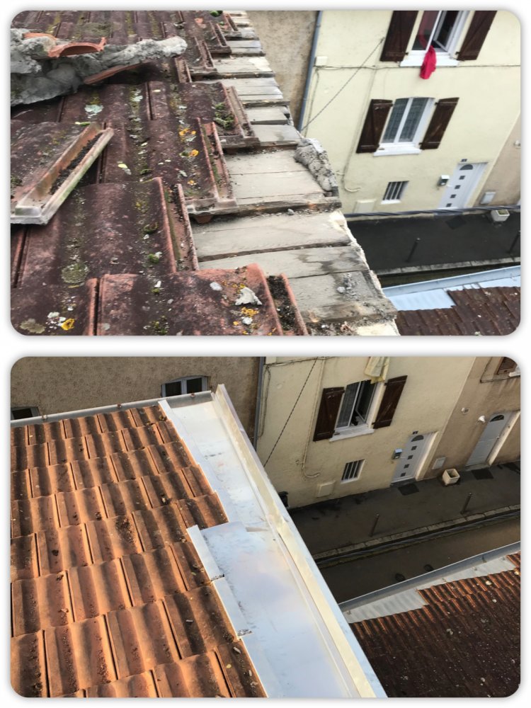 Travaux d'étanchéité de toiture avec pose de couloir en zinc à Genas